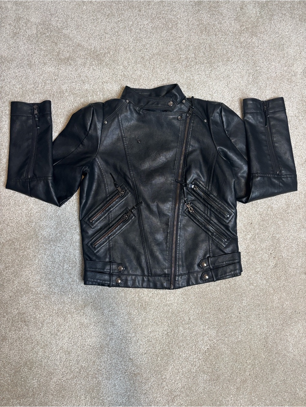 Fashion Nova Black Faux Leather Biker Jacket